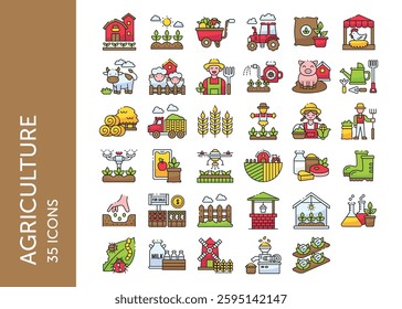 Agriculture icon pack. Set icon design