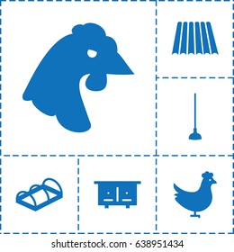 Agriculture icon. set of 6 agriculture filled icons such as field, chicken, beehouse, hoe