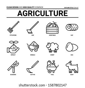Agriculture icon set, clean design and high quality icon pack