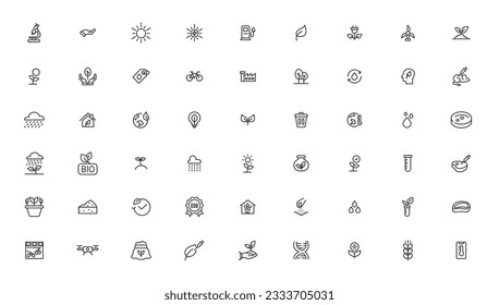 Agriculture icon set. Ecology line icons set. 