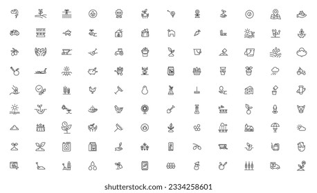 Agriculture icon set. Ecology line icons set. 