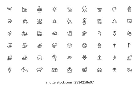 Agriculture icon set. Ecology line icons set. 