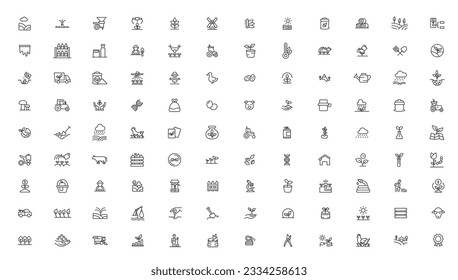 Agriculture icon set. Ecology line icons set. 