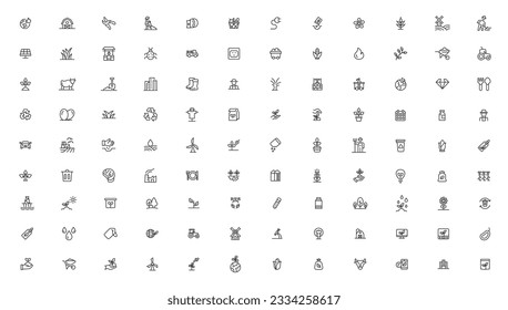 Agriculture icon set. Ecology line icons set. 
