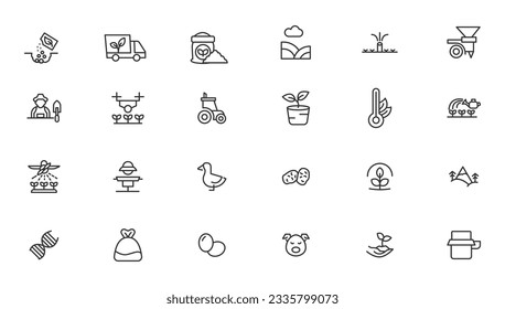 Agriculture icon set. Ecology line icons set. 