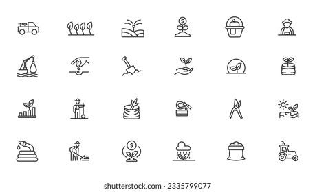 Agriculture icon set. Ecology line icons set. 