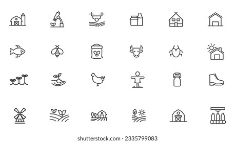 Agriculture icon set. Ecology line icons set. 