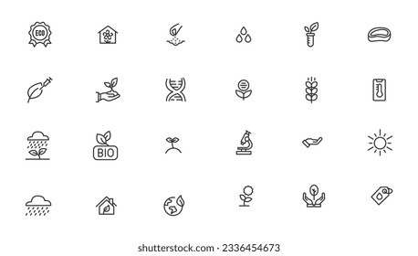 Agriculture icon set. Ecology line icons set. 
