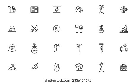 Agriculture icon set. Ecology line icons set. 