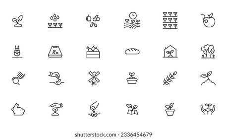 Agriculture icon set. Ecology line icons set. 