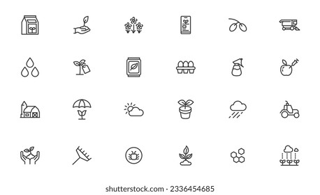 Agriculture icon set. Ecology line icons set. 