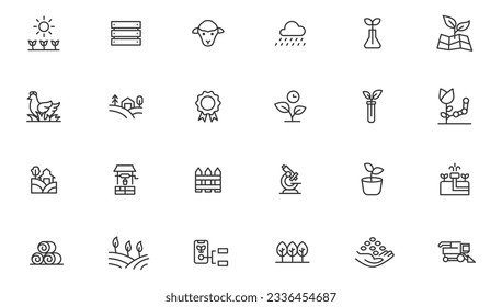 Agriculture icon set. Ecology line icons set. 