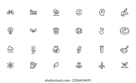 Agriculture icon set. Ecology line icons set. 