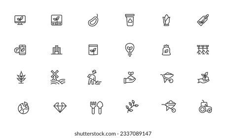 Agriculture icon set. Ecology line icons set. 