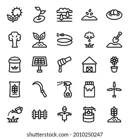 Agriculture Icon Set . Agriculture, Farm, Plant, Grow, Fertilizer Icon - Vector Illustration .