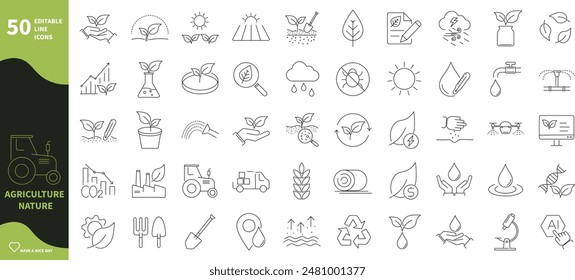 Agriculture icon. Set of icons for crops, farming, nature, watering, food, farms,...