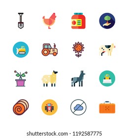 agriculture icon set. vector set about conserve, tractor, cloudless and hen icons set.