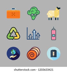 agriculture icon set. vector set about vinegar, ecology, hay and sheep icons set.