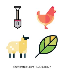 agriculture icon set. vector set about hen, gardening, shovel and sheep icons set.
