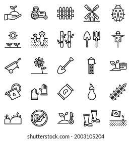 Agriculture icon set - vector illustration . farming, gardening, plant, planting, farm, garden, thin line icons .