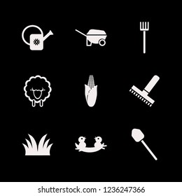 agriculture icon. agriculture vector icons set grass, wheelbarrow, watering can and pitchfork