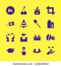 agriculture icon. agriculture vector icons set coffee beans, grass, crop and cherry
