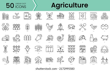 agriculture Icons bundle. Linear dot style Icons. Vector illustration