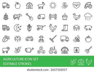 Agriculture icons compilation set.  Vector art simple illustration icon set for web, t-shirt design, other graphic design use