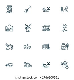 Agriculture icons line style set with shovel, additive free, farm and other preserved elements. Isolated vector illustration agriculture icons.