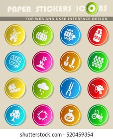 agriculture icons on color paper stickers for your design