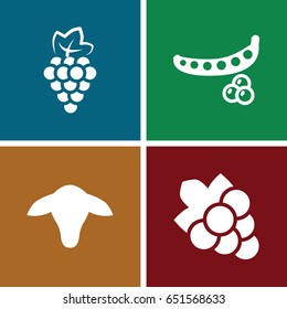 Agriculture icons set. set of 4 agriculture filled icons such as goat, grape, peas