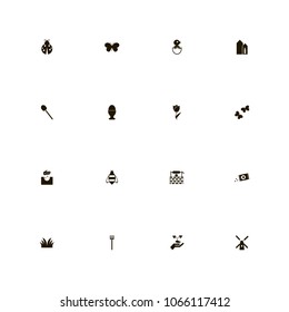 Agriculture icons set. bird, tulip, inventory and crop