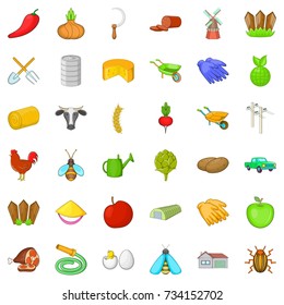 Agriculture icons set. Cartoon style of 36 agriculture vector icons for web isolated on white background