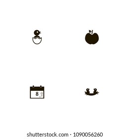 Agriculture icons set. chicks, chick, apple and bird