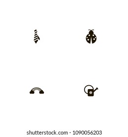Agriculture icons set. clouds, ladybug, man and rainbow