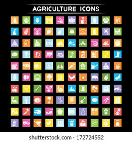 agriculture icons set, flat icons set