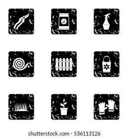 Agriculture icons set. Grunge illustration of 9 agriculture vector icons for web