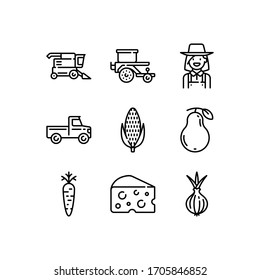 Agriculture icons set line - vector