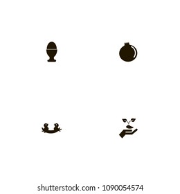Agriculture icons set. nest, nature, sprout in hand and egg cup