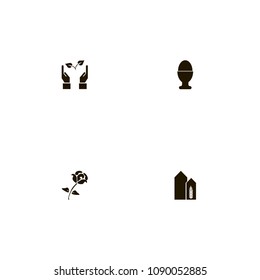 Agriculture icons set. plant, wheat, rose and crop
