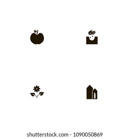 Agriculture icons set. wheat, harvest, sow and apple