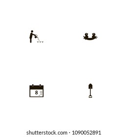 Agriculture icons set. woman's day, man, bird and flower