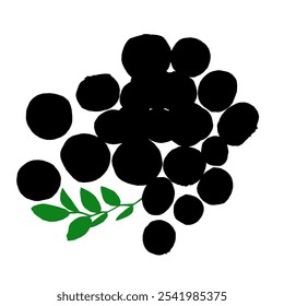 Ilustración de la agricultura planta silueta logotipo de arándano cosecha icono de fruta contorno de la naturaleza alimento verde verde azul verano negro jardín rama forma arándanos crudos jugoso para el Vector fondo gráfico