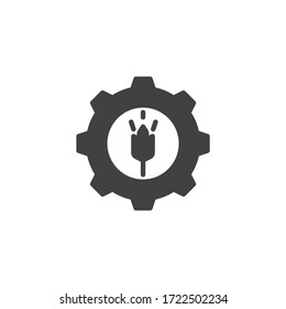 Agriculture industry vector icon. filled flat sign for mobile concept and web design. Wheat and gear glyph icon. Symbol, logo illustration. Vector graphics