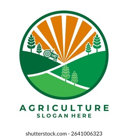 Agriculture label logo design vector. Circle Agriculture logo design vector template