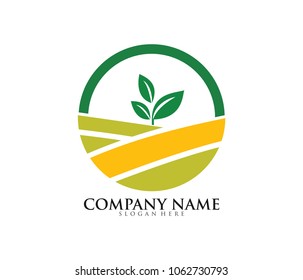 agriculture land farm field vector logo design template
