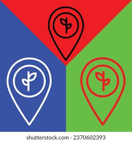 Agriculture land or Plant Vector Icon, Lineal style icon, from Agriculture icons collection, isolated on Red, Blue and Green Background.