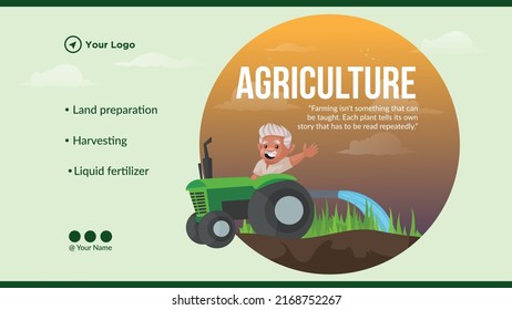 Agriculture landscape banner design template.