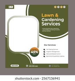 Agriculture, lawn and gardening services social media post banner template design