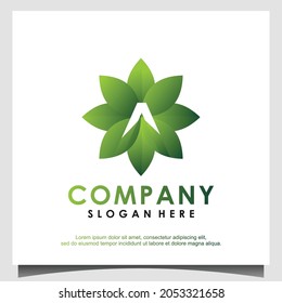 Agriculture leaf with initial A logo design vector